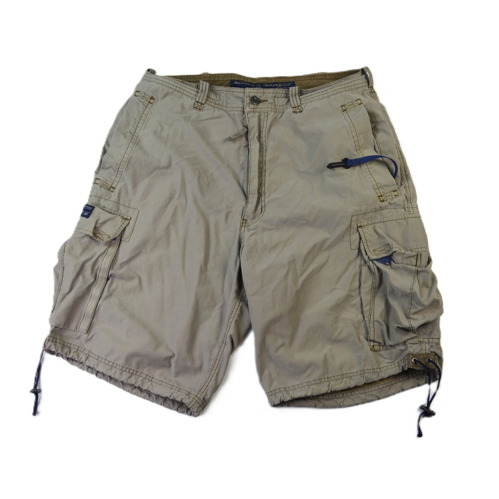 Abercrombie and Fitch Paratroops Mens Cargo Shorts Khaki Tan Size M Cotton Blend
